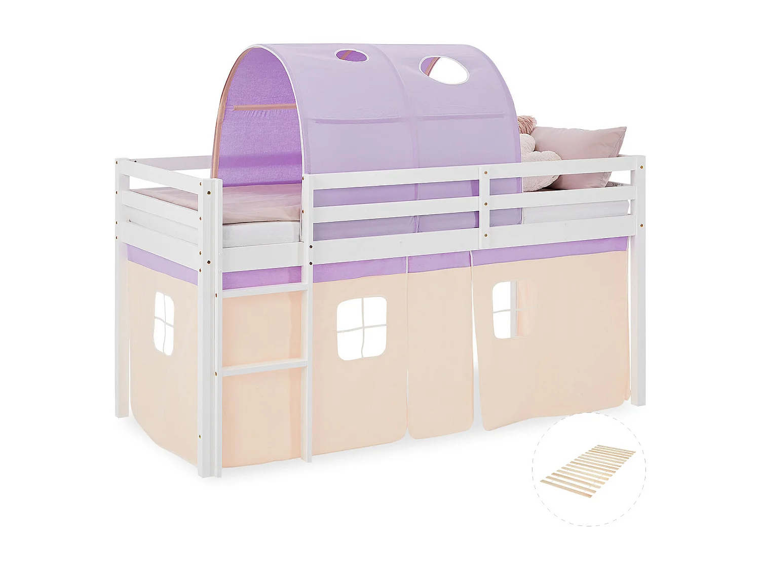 Hochbett 90x200 cm Lila Pfirsich Etagenbett