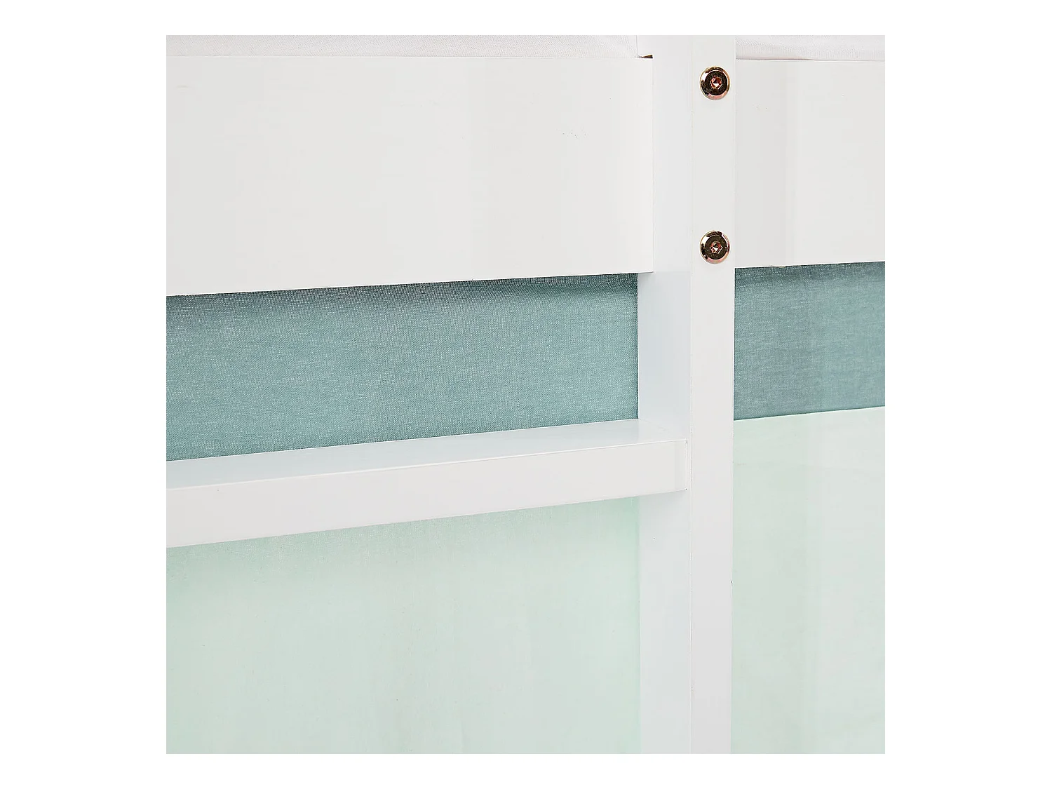 Hochbett für Kinder 90x200 cm weiß mit mintgrünen Vorhang