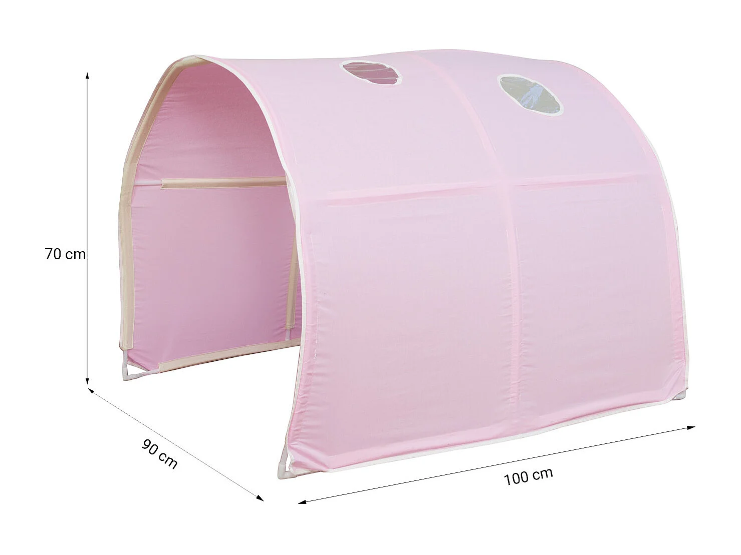 Hochbett mit Rutsche 90x200 cm Rosa Massivholz Kiefer Vorhang Tunnel