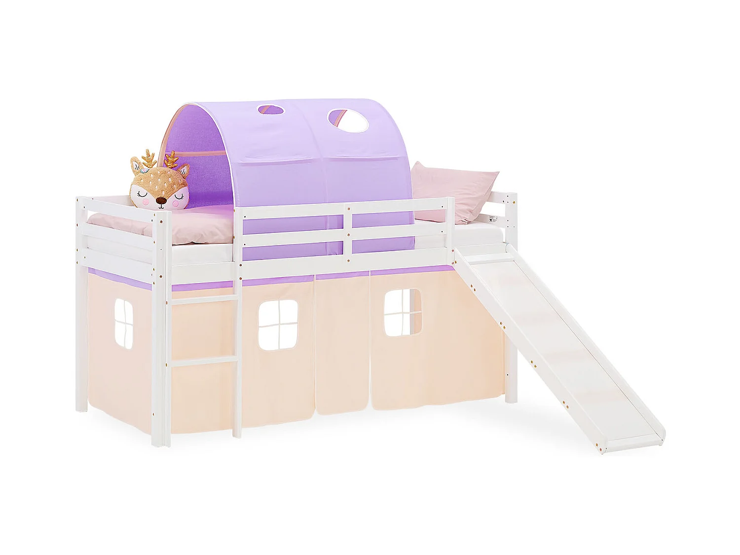 Lit mezzanine pour enfants 90x200 cm Blanc