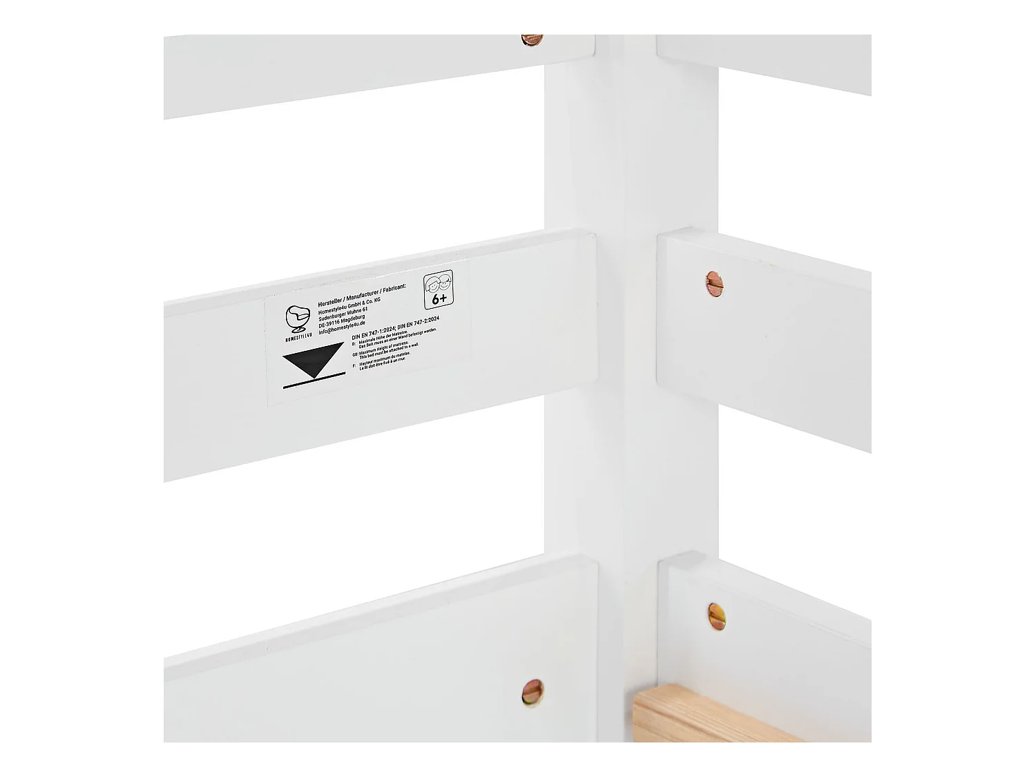 Lit mezzanine pour enfants 90x200 cm blanc Rideau bleu