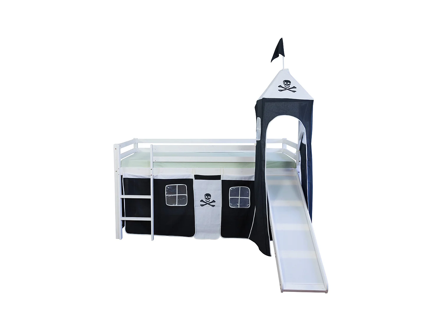 Hochbett 90x200 cm Schwarz Pirat