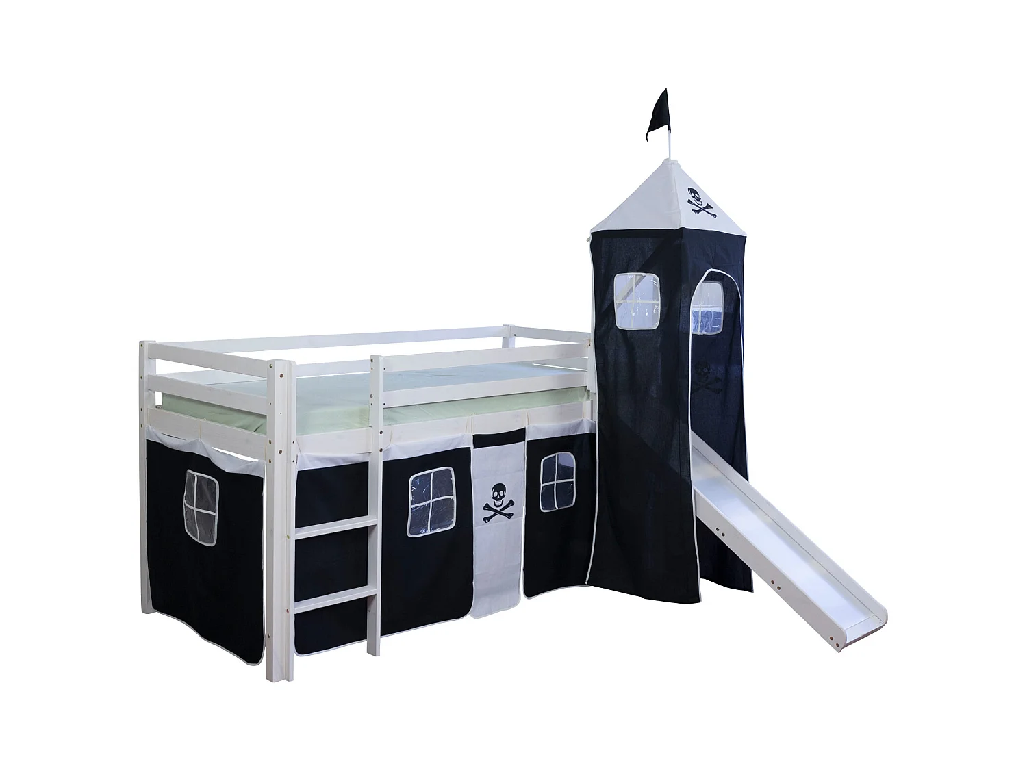 Hochbett 90x200 cm Schwarz Pirat