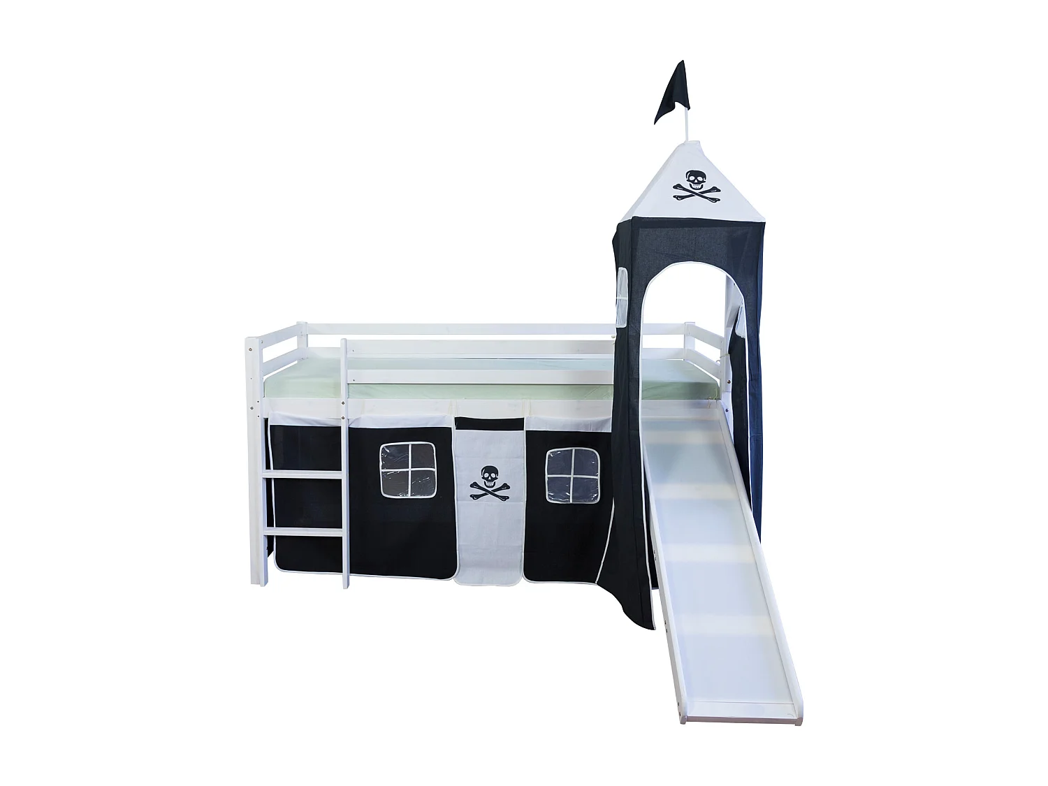 Hochbett 90x200 cm Schwarz Pirat