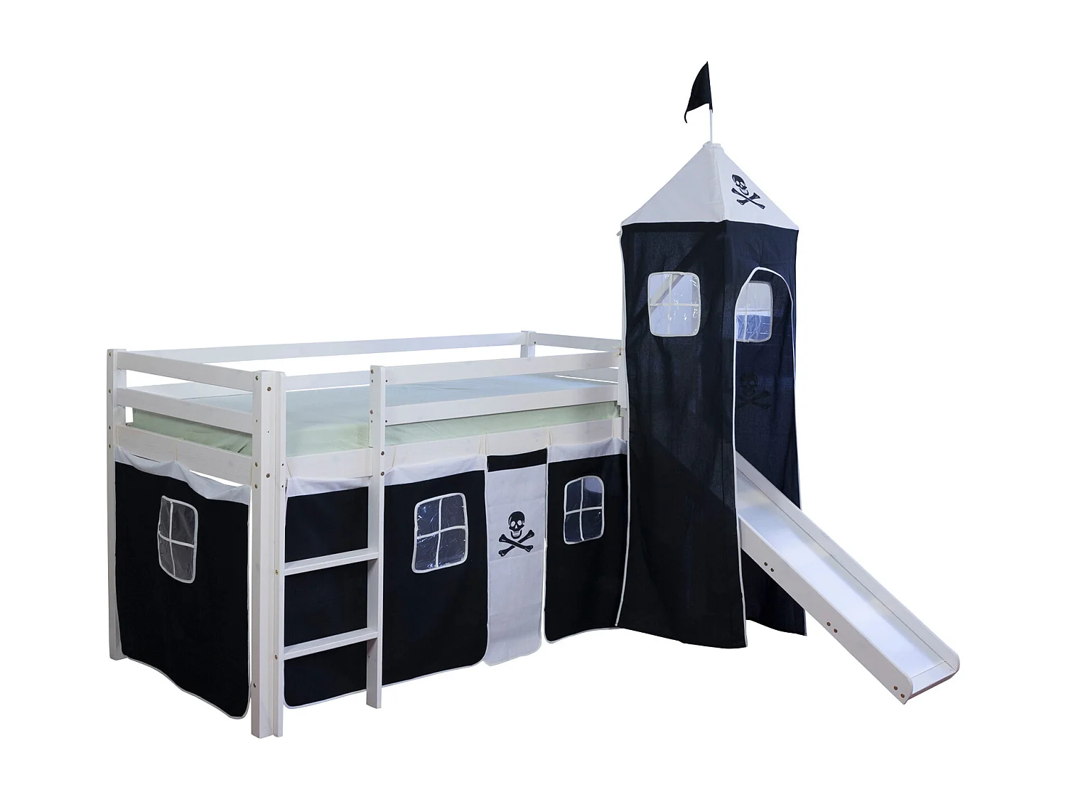 Hochbett 90x200 cm Schwarz Pirat