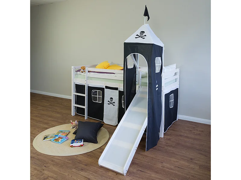 Hochbett 90x200 cm Schwarz Pirat