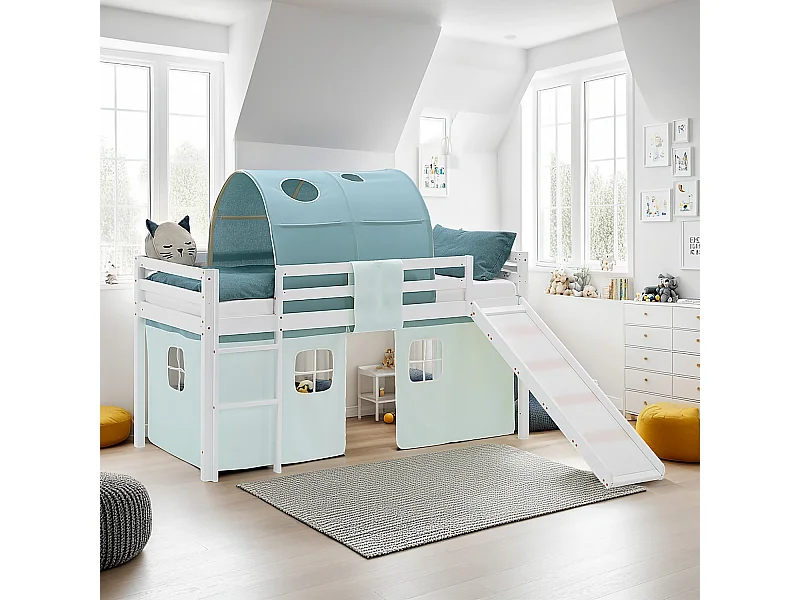 Hochbett für Kinder 90x200 cm Weiß