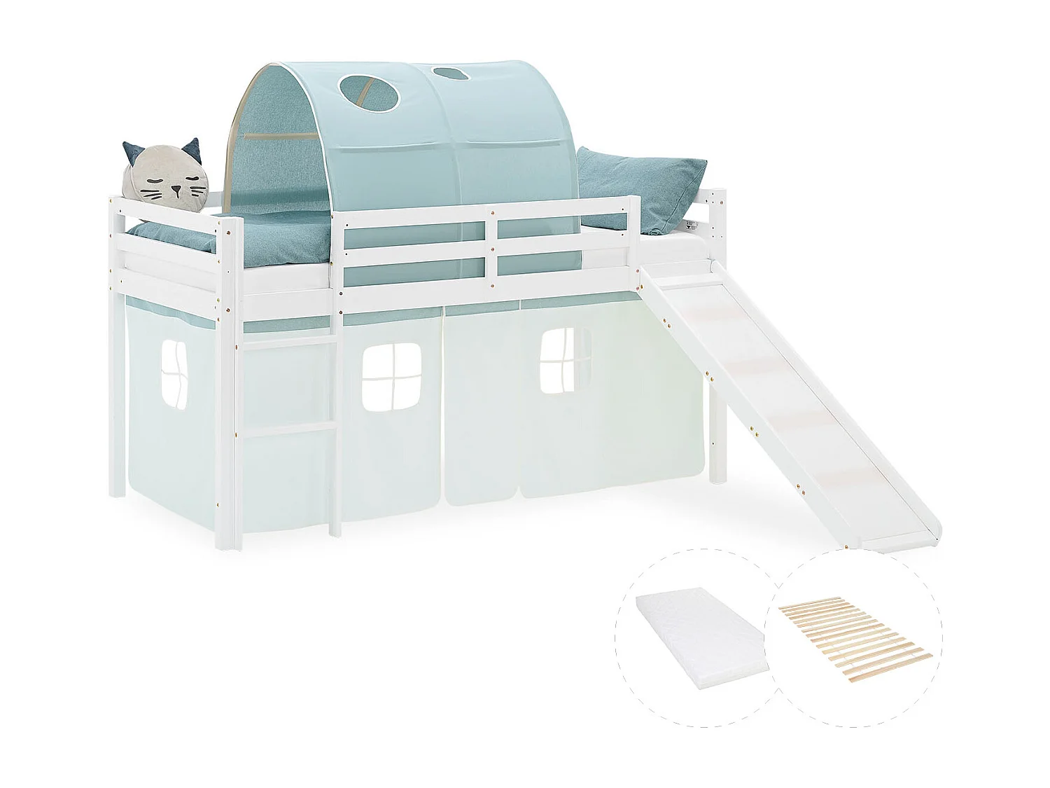 Hochbett für Kinder 90x200 cm Weiß