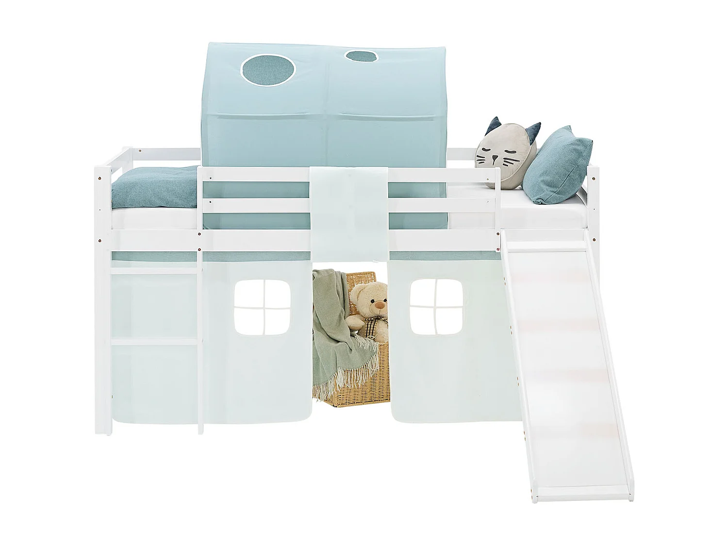 Hochbett für Kinder 90x200 cm Weiß