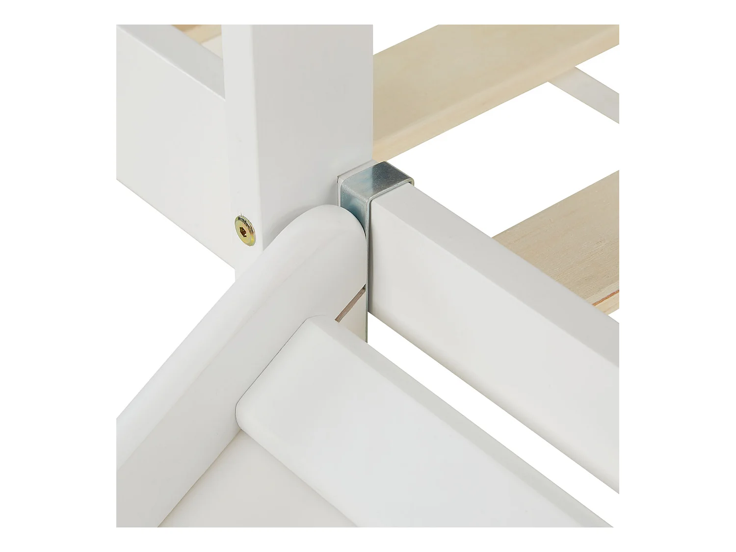 Hochbett für Kinder 90x200 cm Weiß mit grünem Vorhang