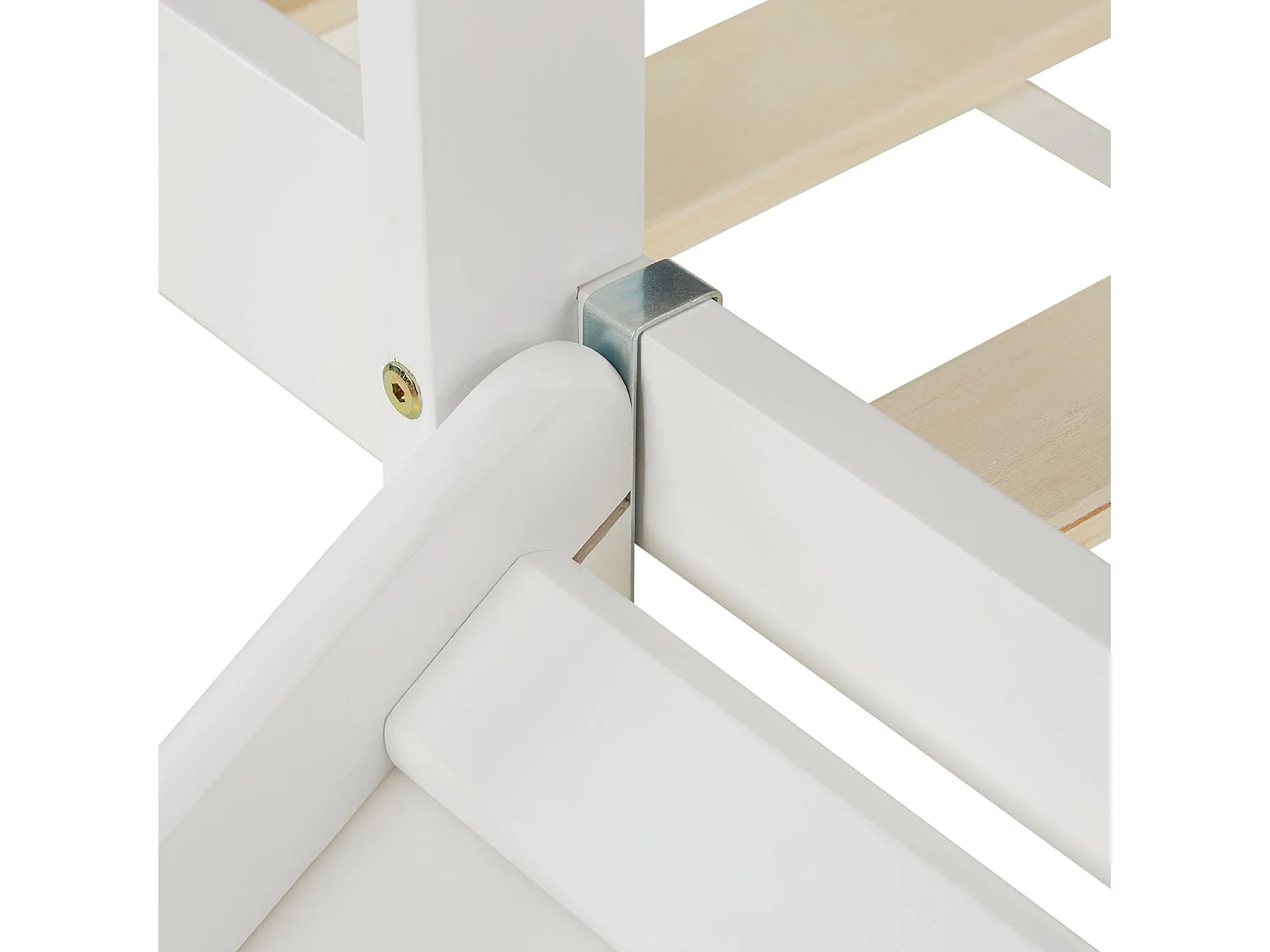 Hochbett für Kinder 90x200 cm Weiß mit grünem Vorhang