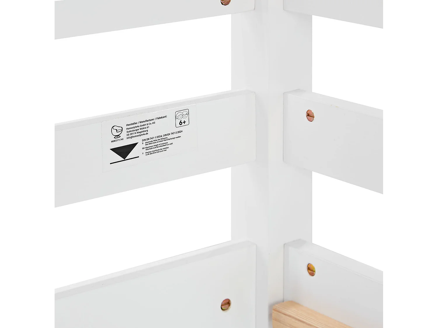 Hochbett für Kinder 90x200 cm Weiß mit grünem Vorhang