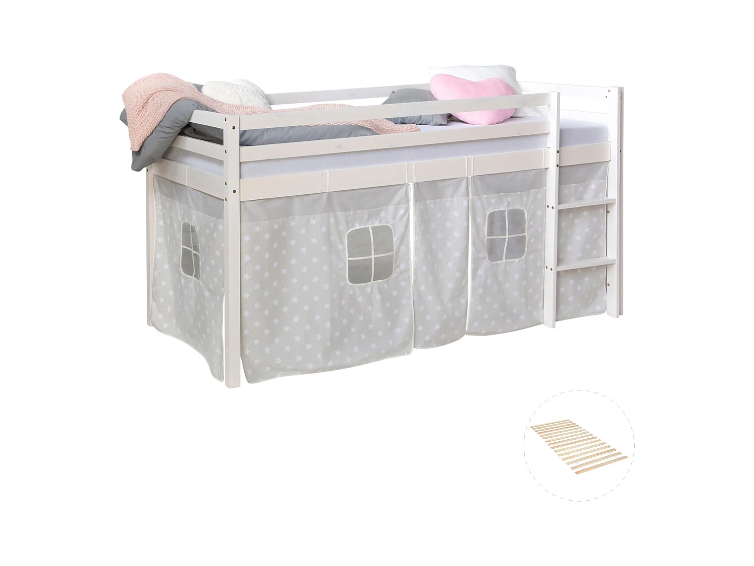 Hochbett 207,5x110x96,5 cm Weiß Grau