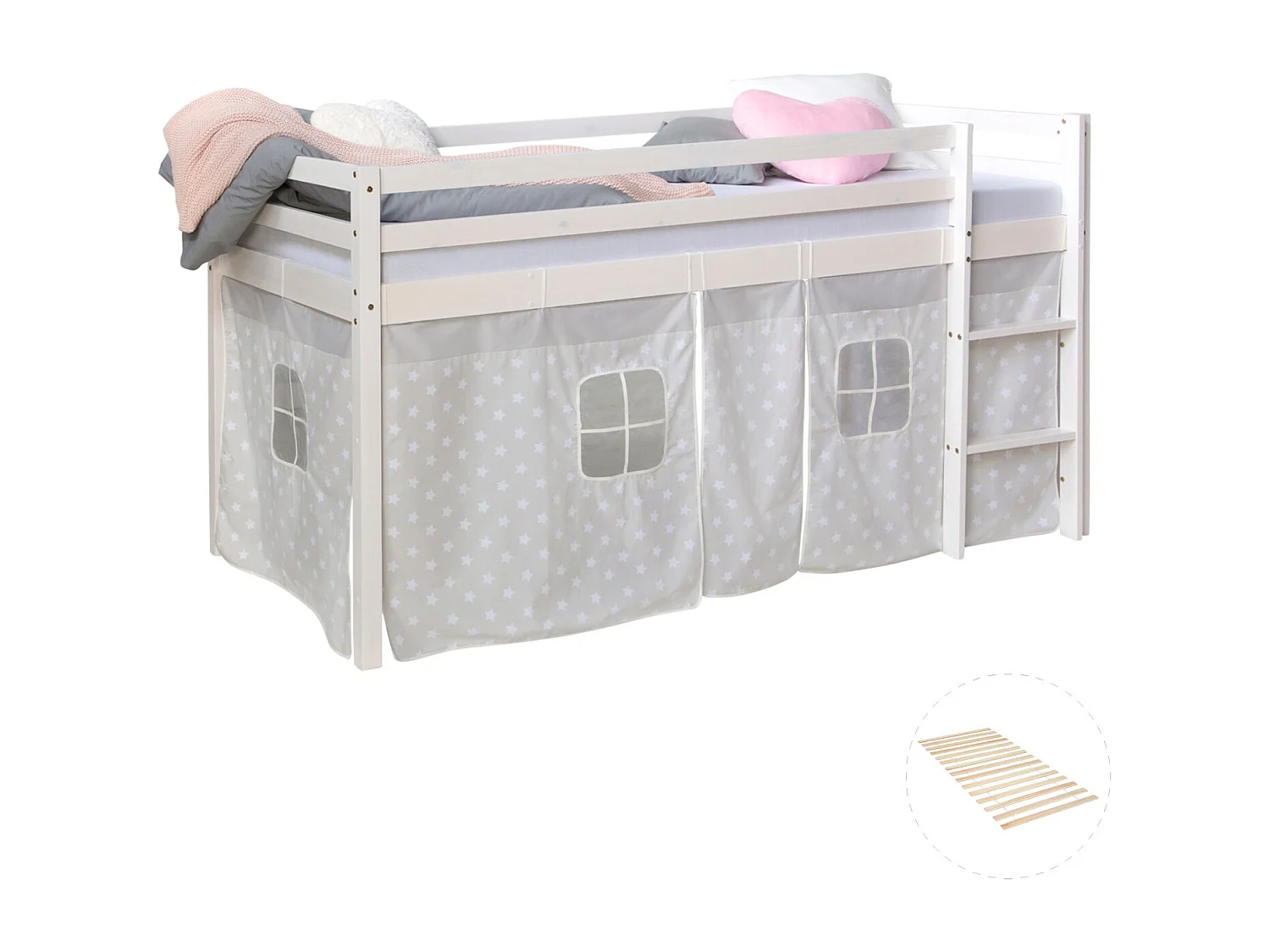 Lit mezzanine 207,5x110x96,5 cm Blanc gris