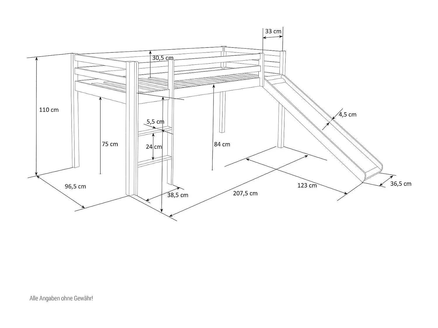 Lit mezzanine 90x200 cm rose 1464