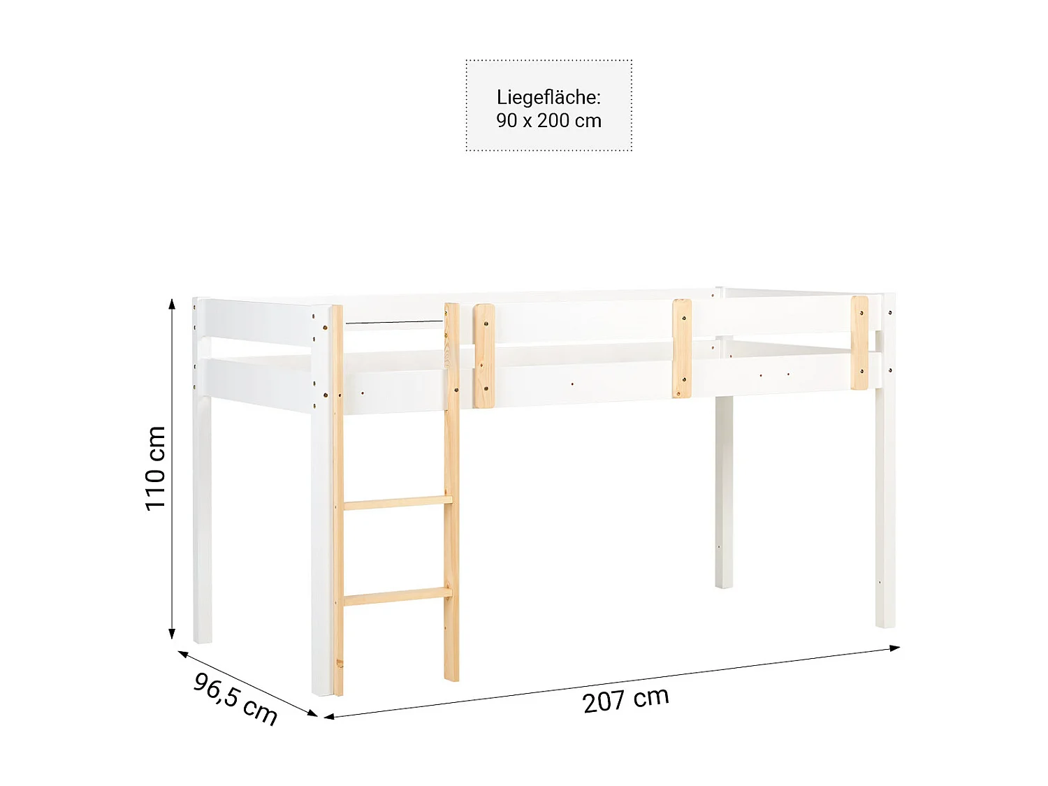 Lit superposé 90x200 cm blanc