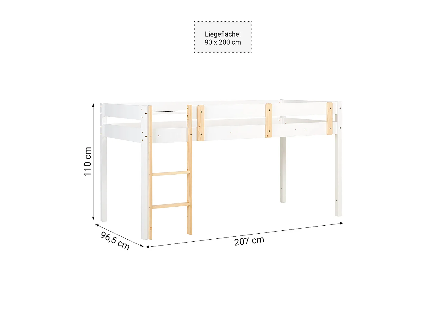 Łóżko piętrowe 90x200 cm białe