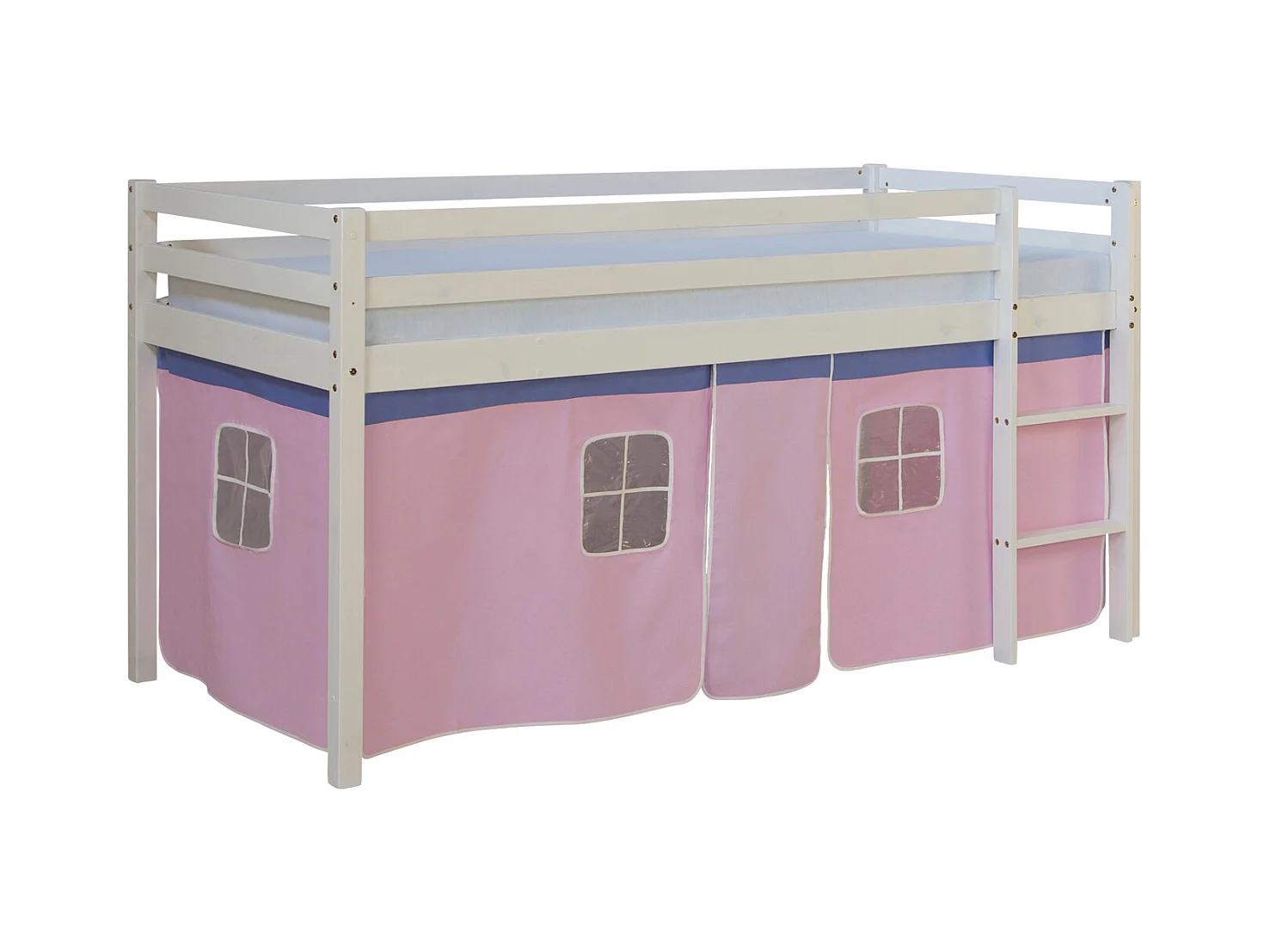 Hochbett 207,5x110x96,5 cm Weiß Rosa