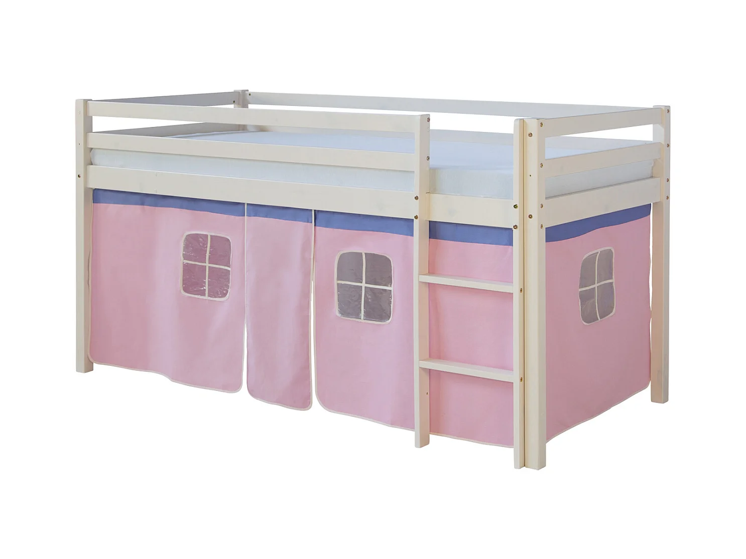 Hochbett 207,5x110x96,5 cm Weiß Rosa