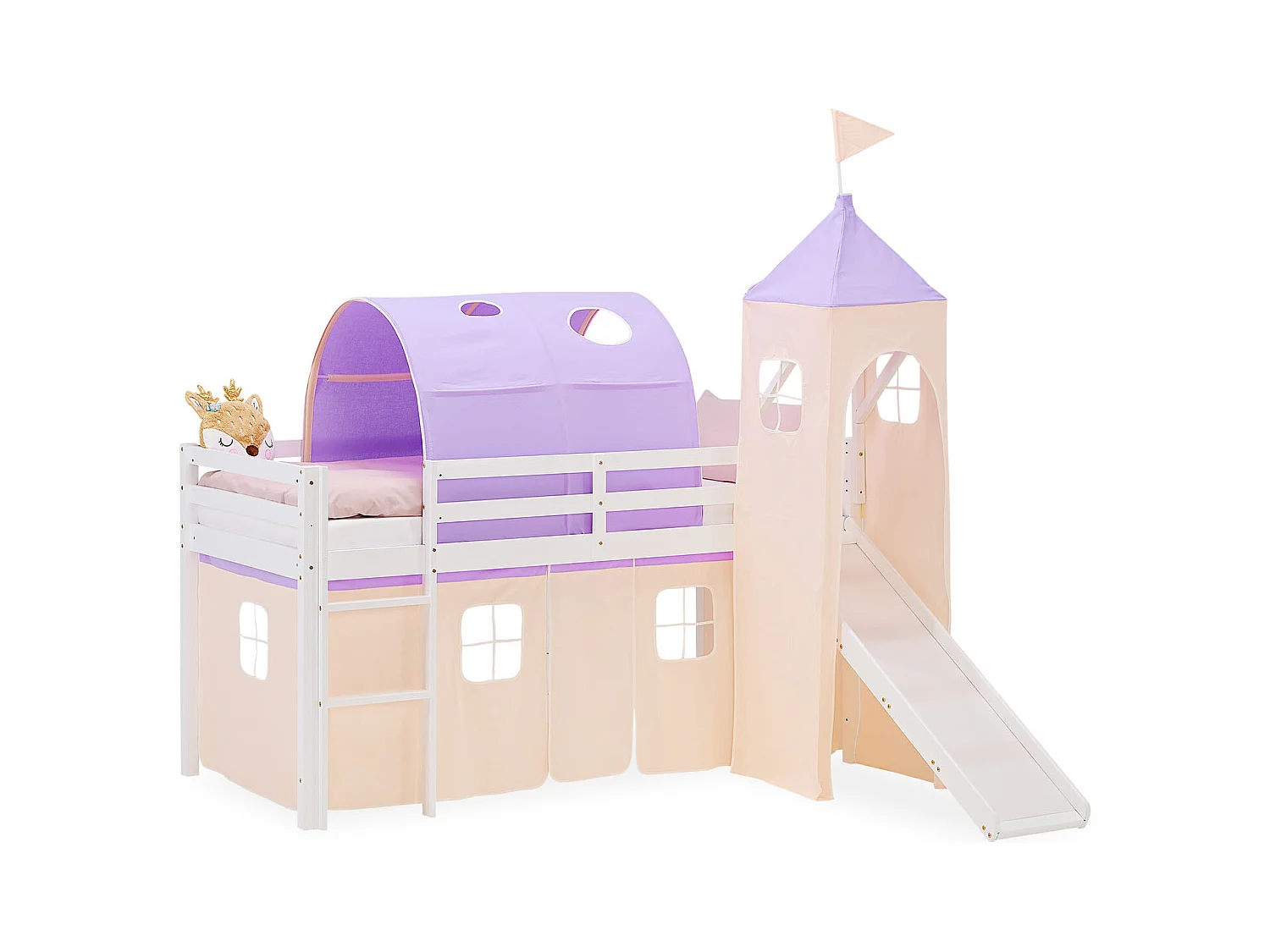 Lit mezzanine pour enfants 90x200 cm Blanc