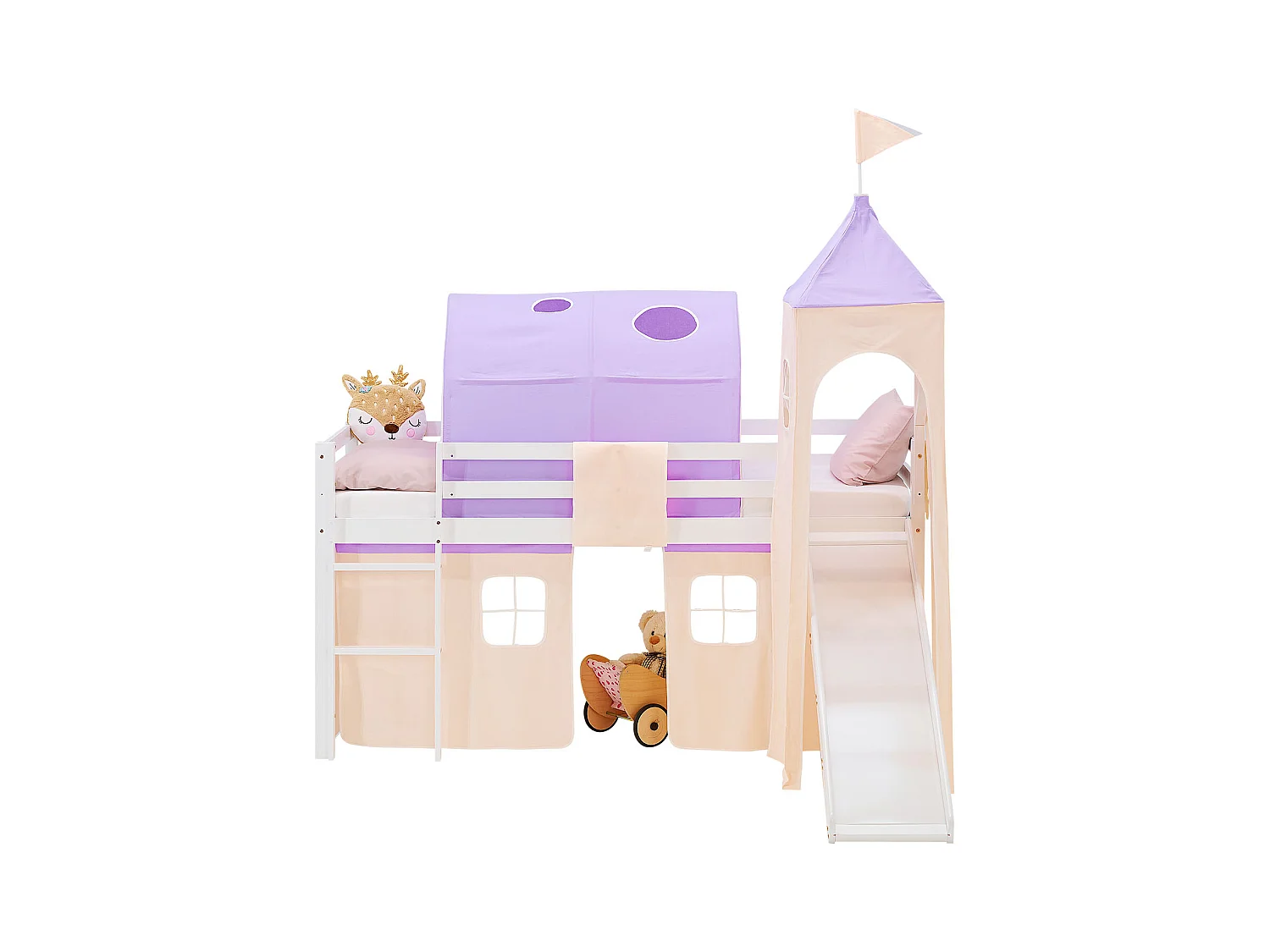 Lit mezzanine pour enfants 90x200 cm Blanc
