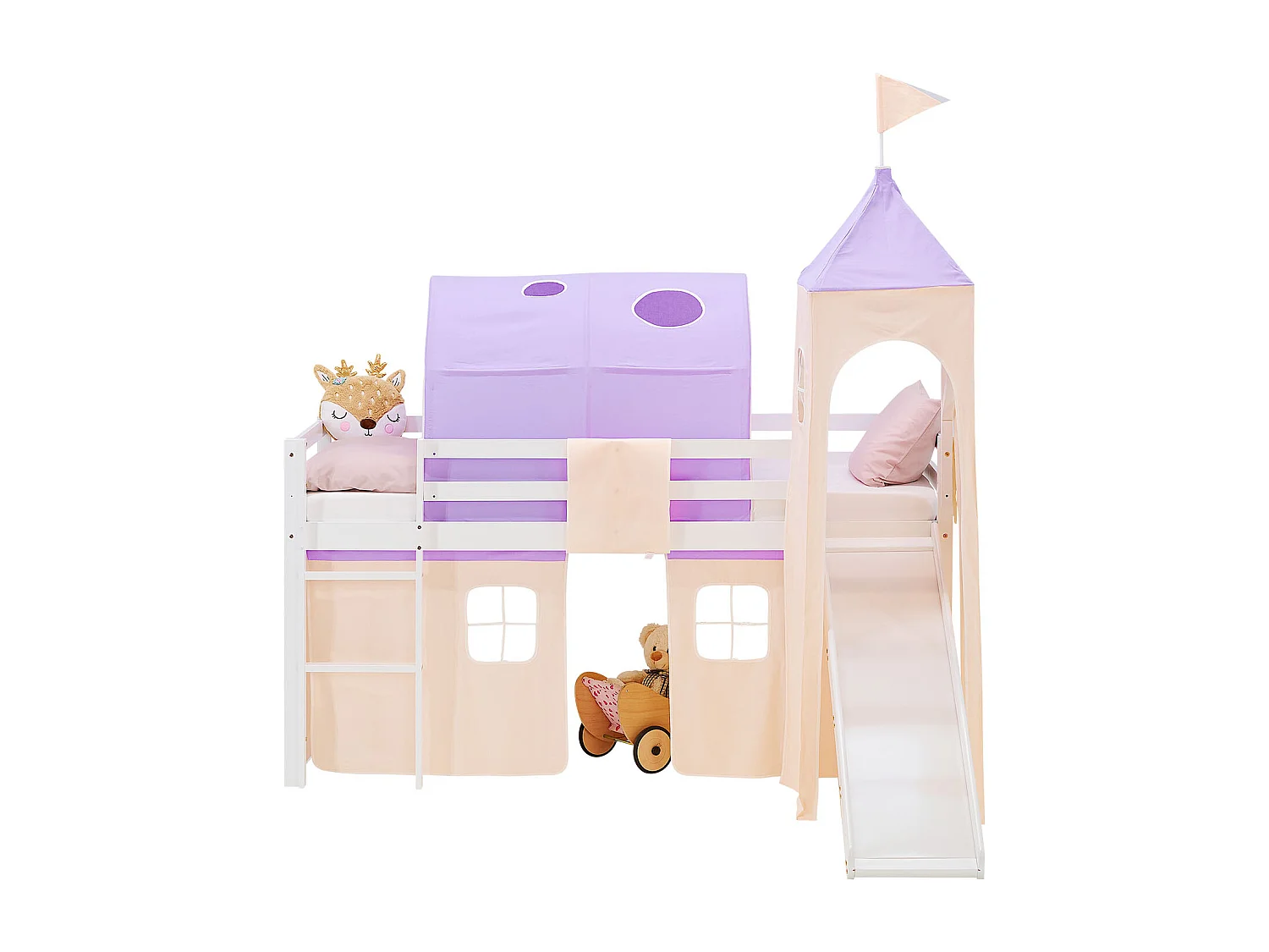 Hochbett für Kinder 90x200 cm Weiß