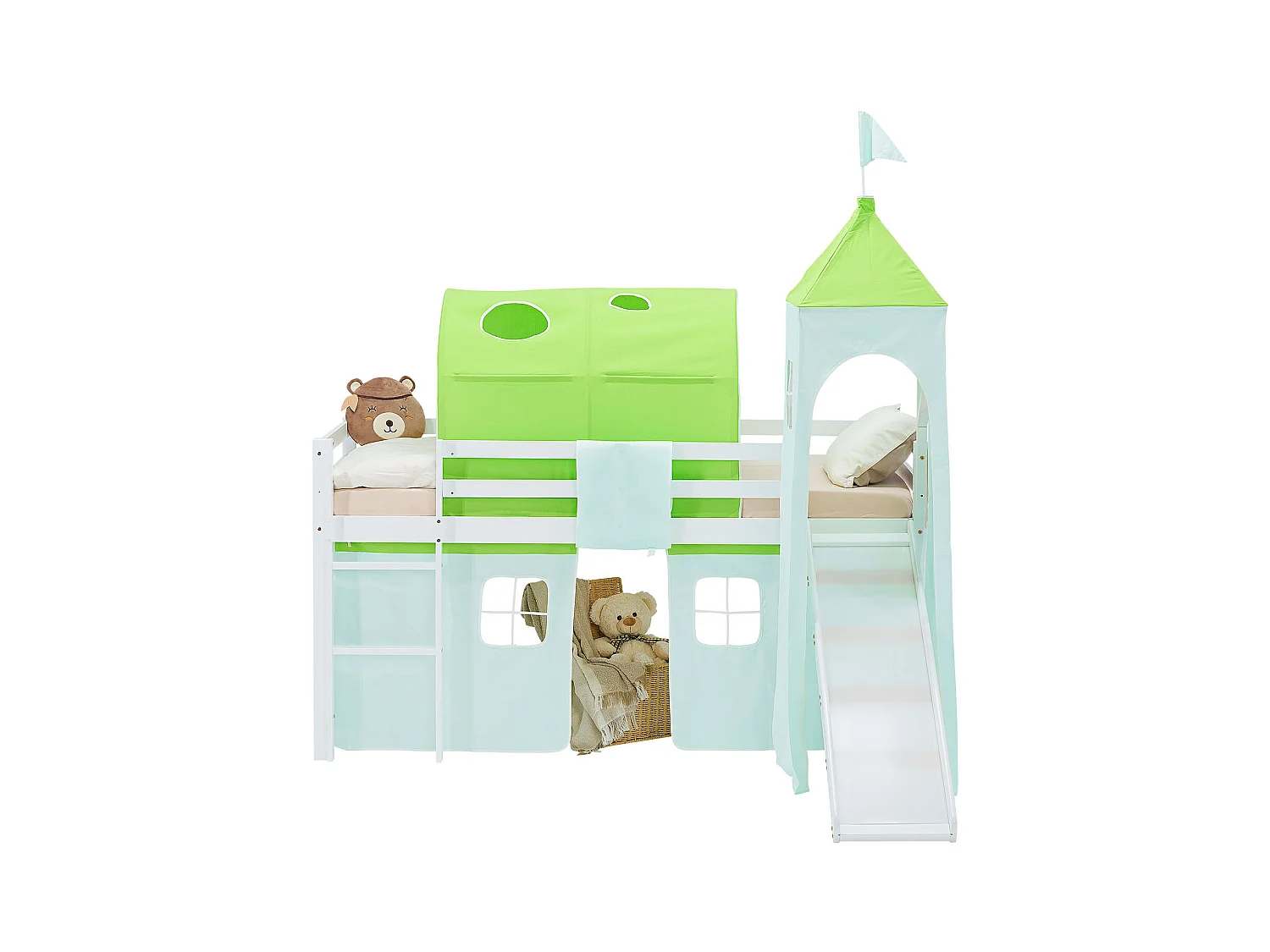 Hochbett für Kinder 90x200 cm Weiß