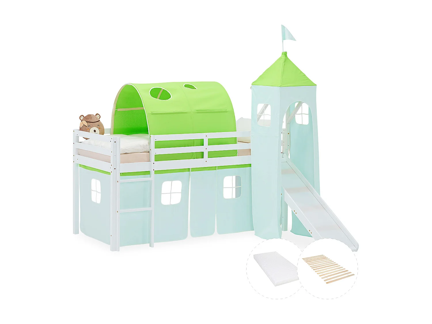 Hochbett für Kinder 90x200 cm Weiß