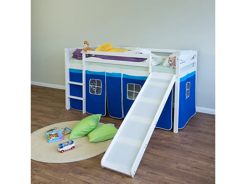 Cama alta 90x200 cm azul