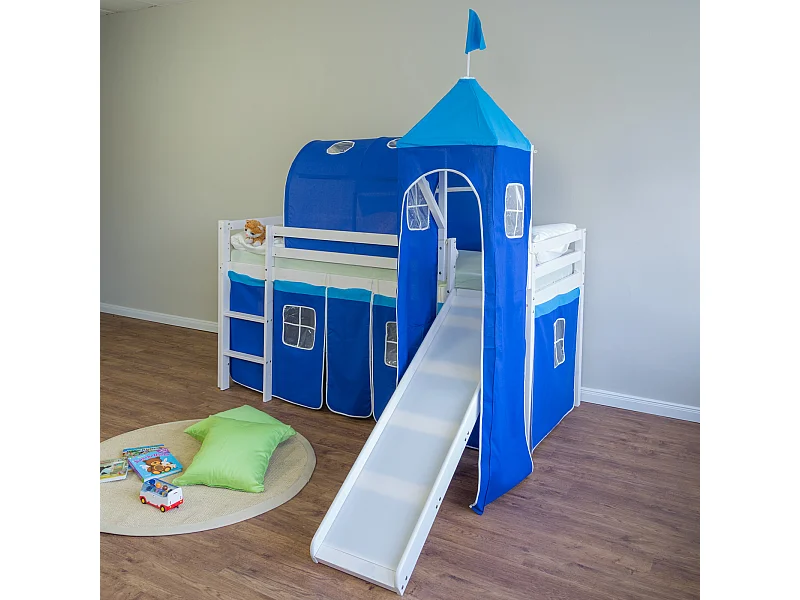 Cama alta 90x200 cm Azul 1497