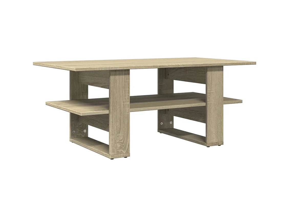 Table basse avec étagères bois beige 102 x 55 x 42 cm DEC038913