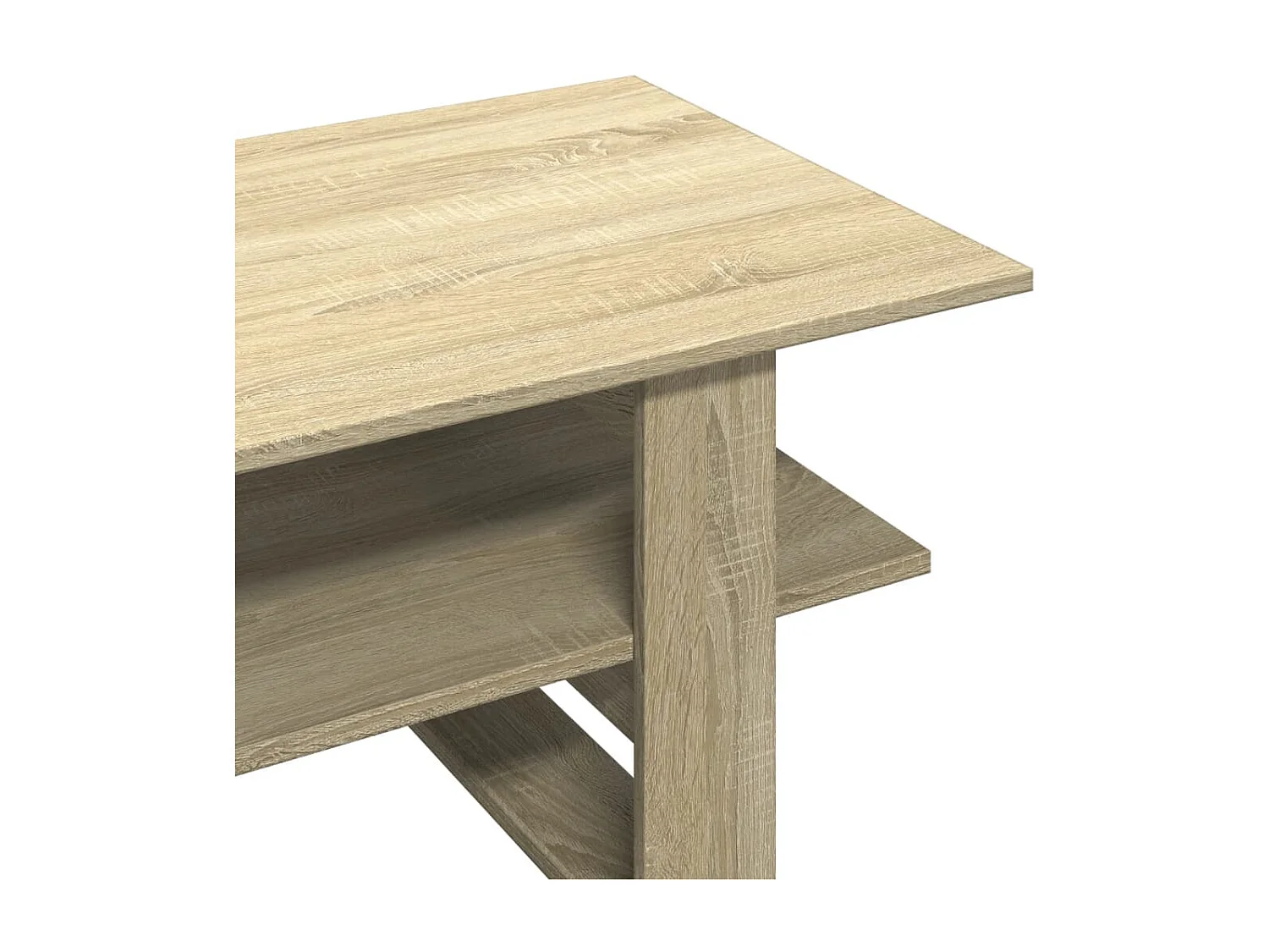 Table basse avec étagères bois beige 102 x 55 x 42 cm DEC038913