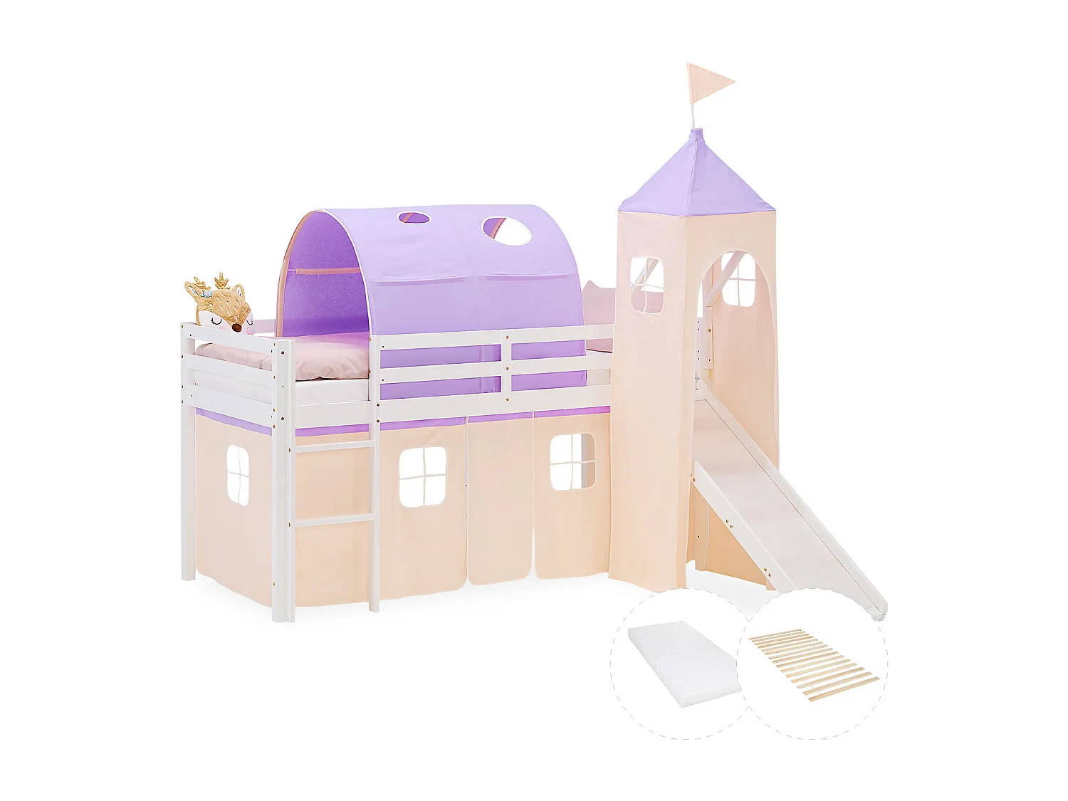 Hochbett für Kinder 90x200 cm Weiß