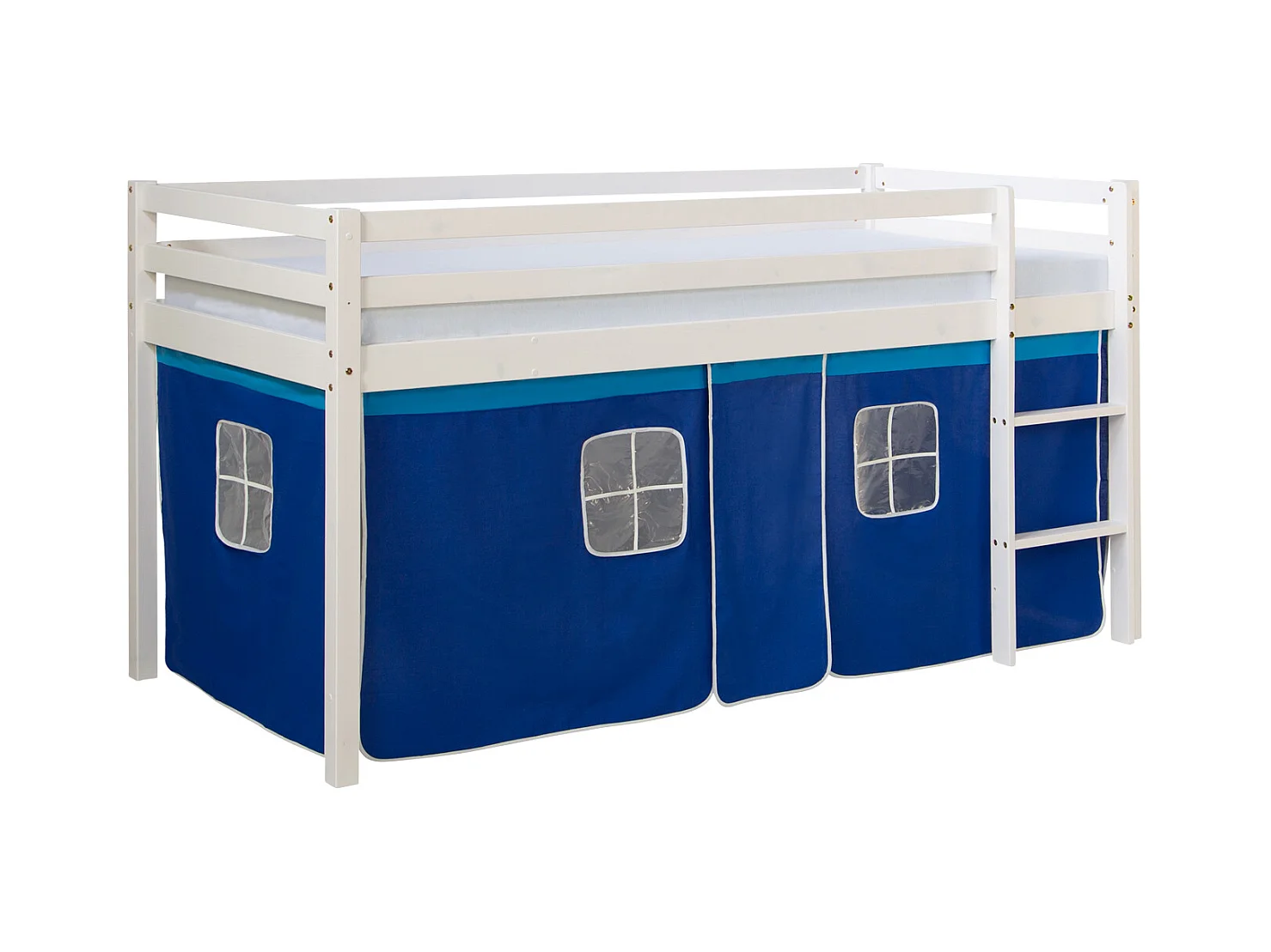 Hochbett 207,5x110x96,5 cm Weiß Blau