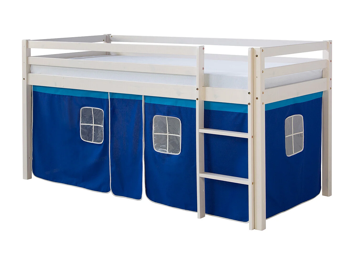 Lit mezzanine 207,5x110x96,5 cm Blanc Bleu