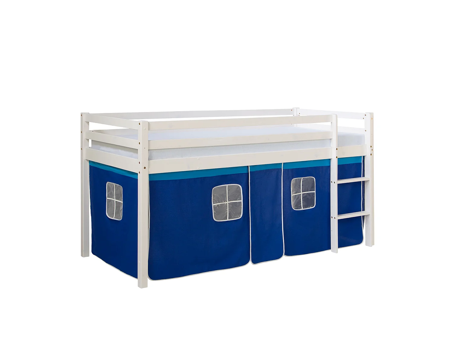 Cama alta 207,5x110x96,5 cm Branco Azul