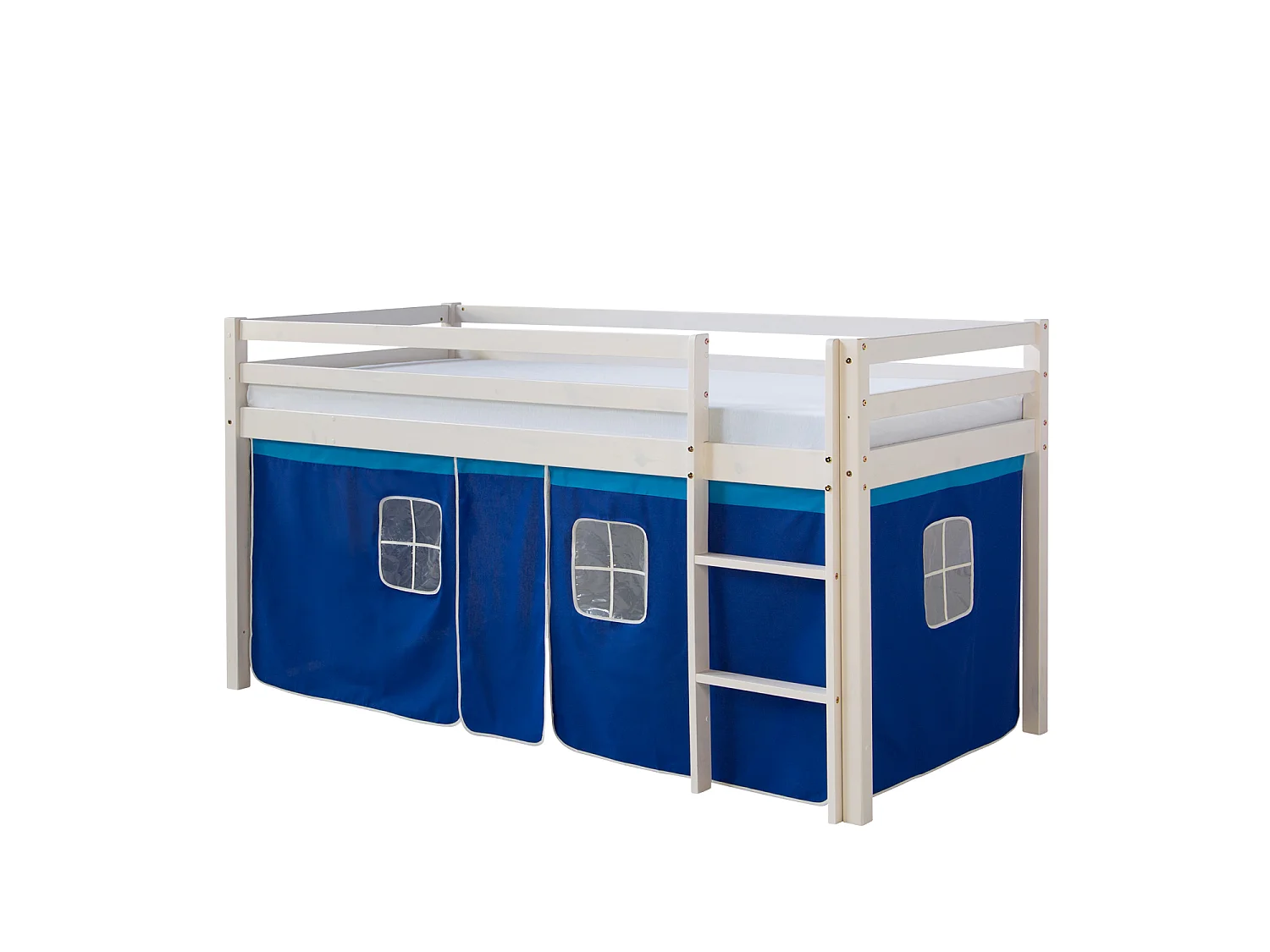 Cama alta 207,5x110x96,5 cm Branco Azul