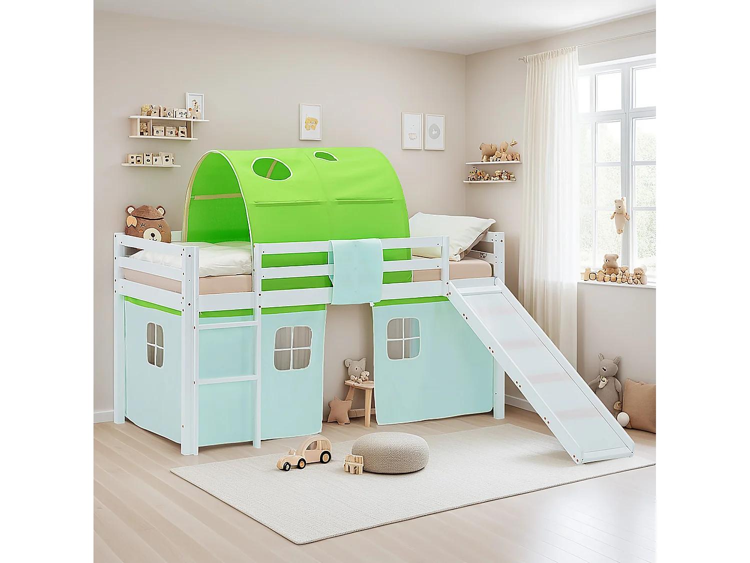 Lit Mezzanine pour Enfants 90x200 cm Blanc