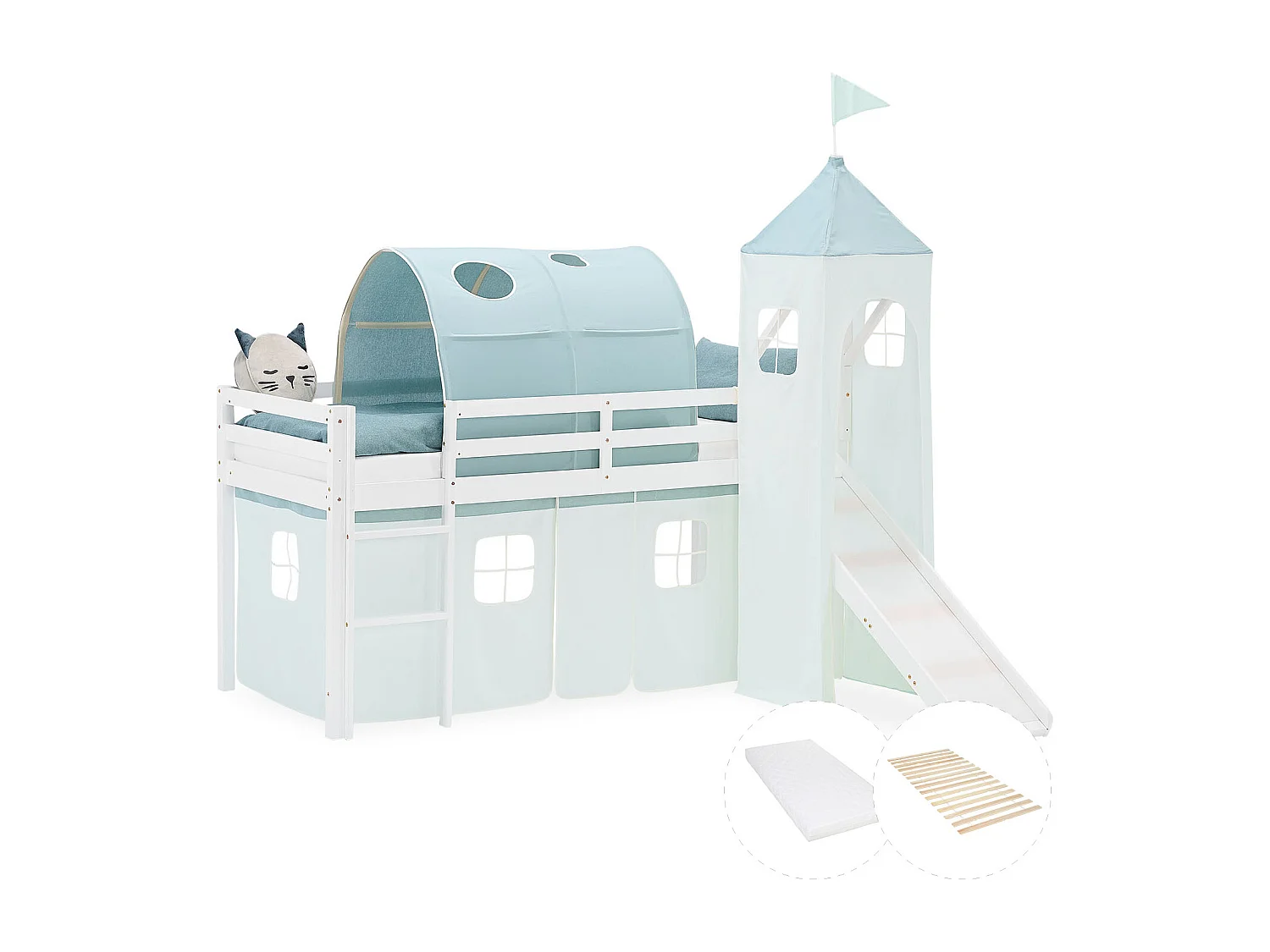 Hochbett für Kinder 90x200 cm Weiß