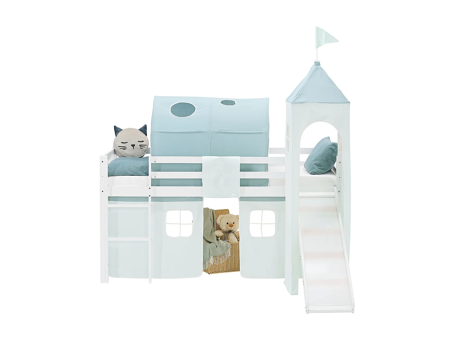 Hochbett für Kinder 90x200 cm Weiß