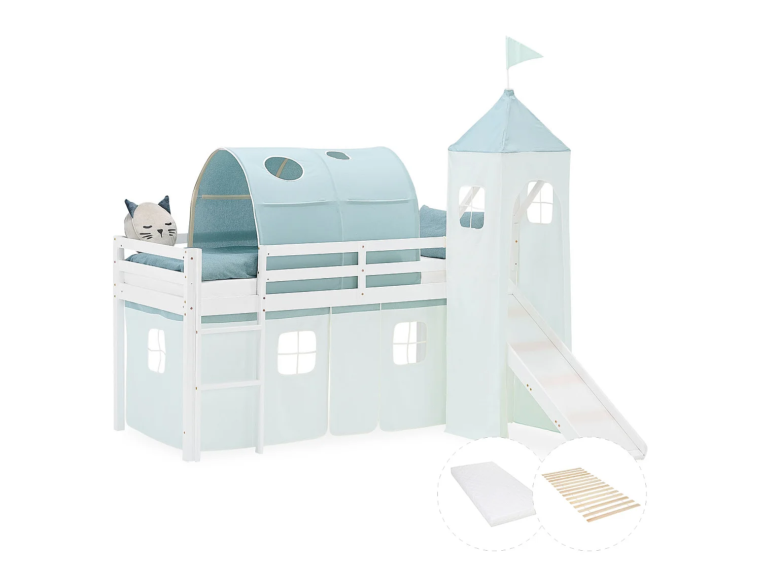 Lit Mezzanine pour Enfants 90x200 cm Blanc