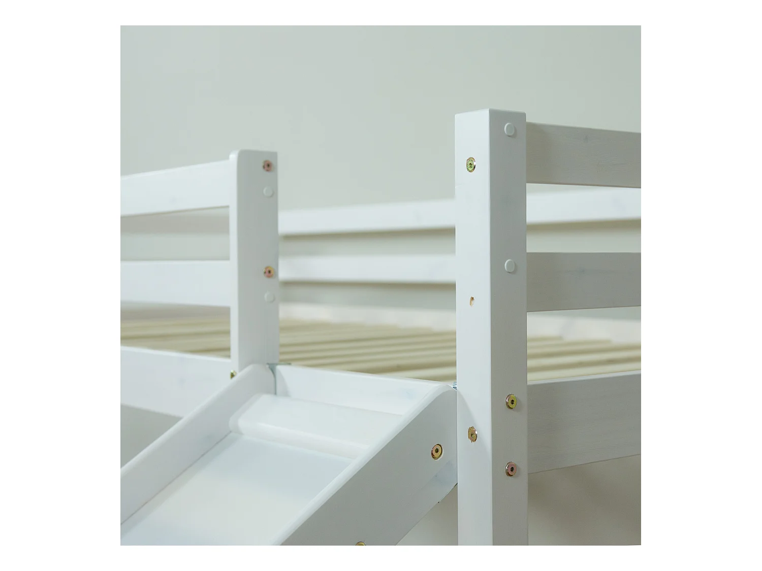 Hochbett 90x200 cm Weiß Grau Lattenrost Turm Etagenbett