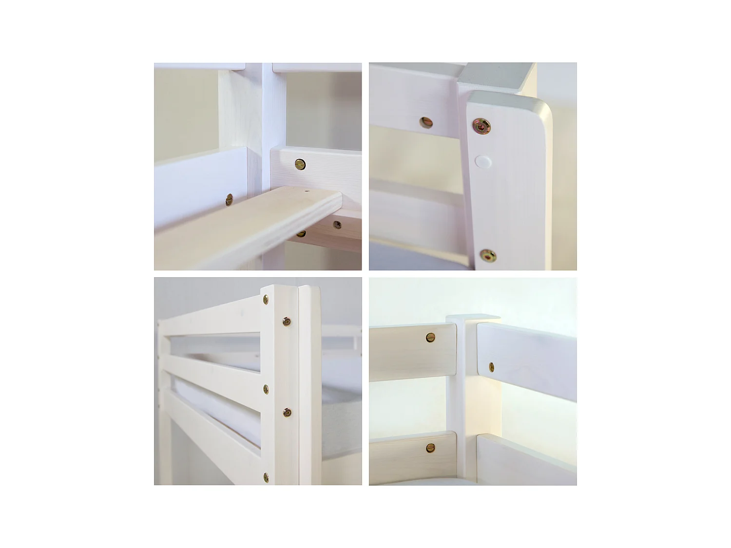 Kinderbett 90x200 cm weiß Sterne Rutsche Tunnel Turm Massiv Kiefer