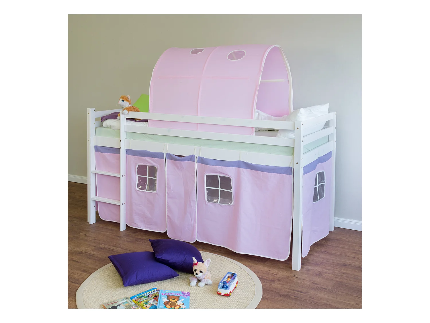 Hochbett 90x200 cm pink 1480