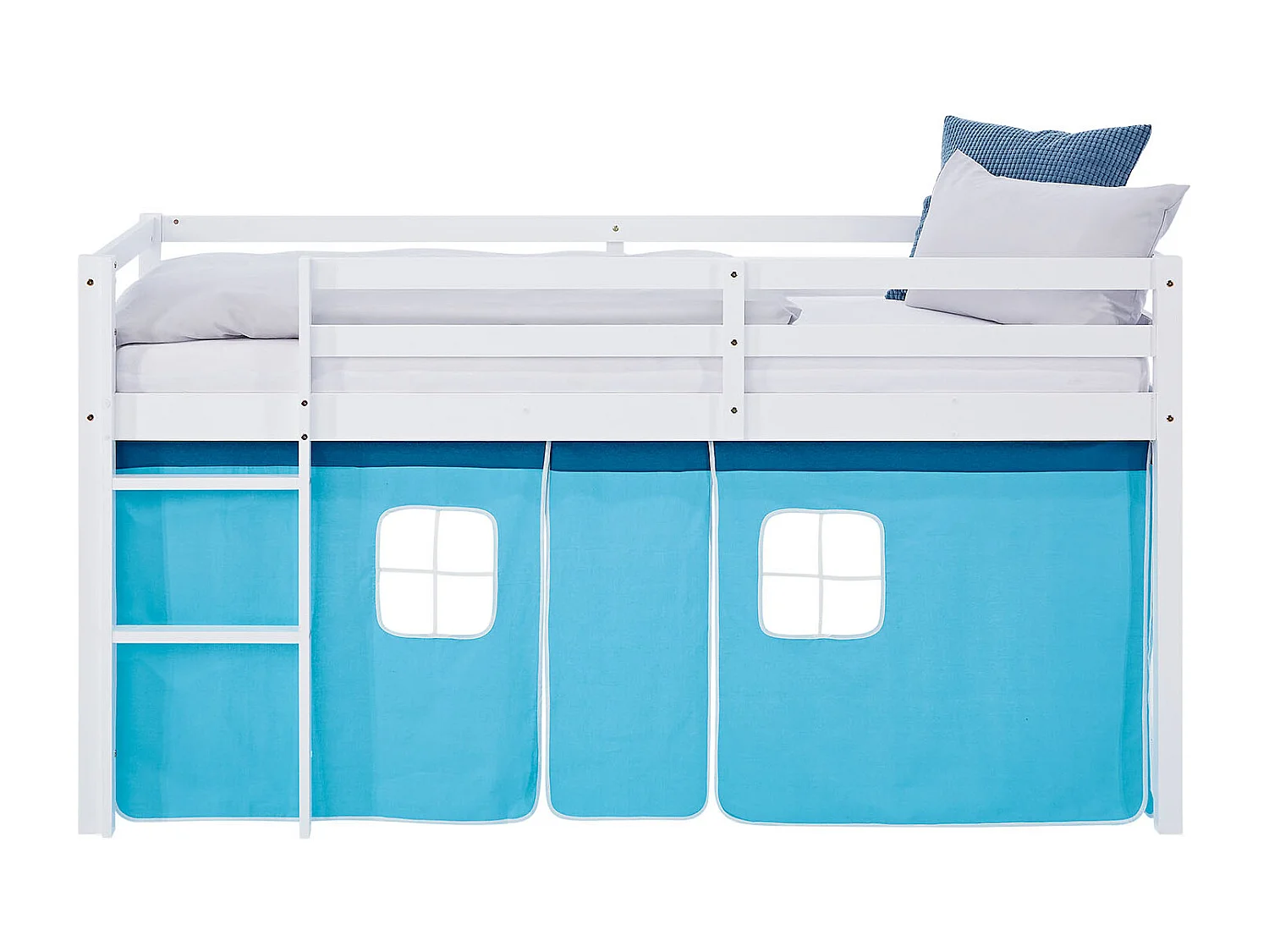 Hochbett 90x200 cm Blau, Kabinenbett