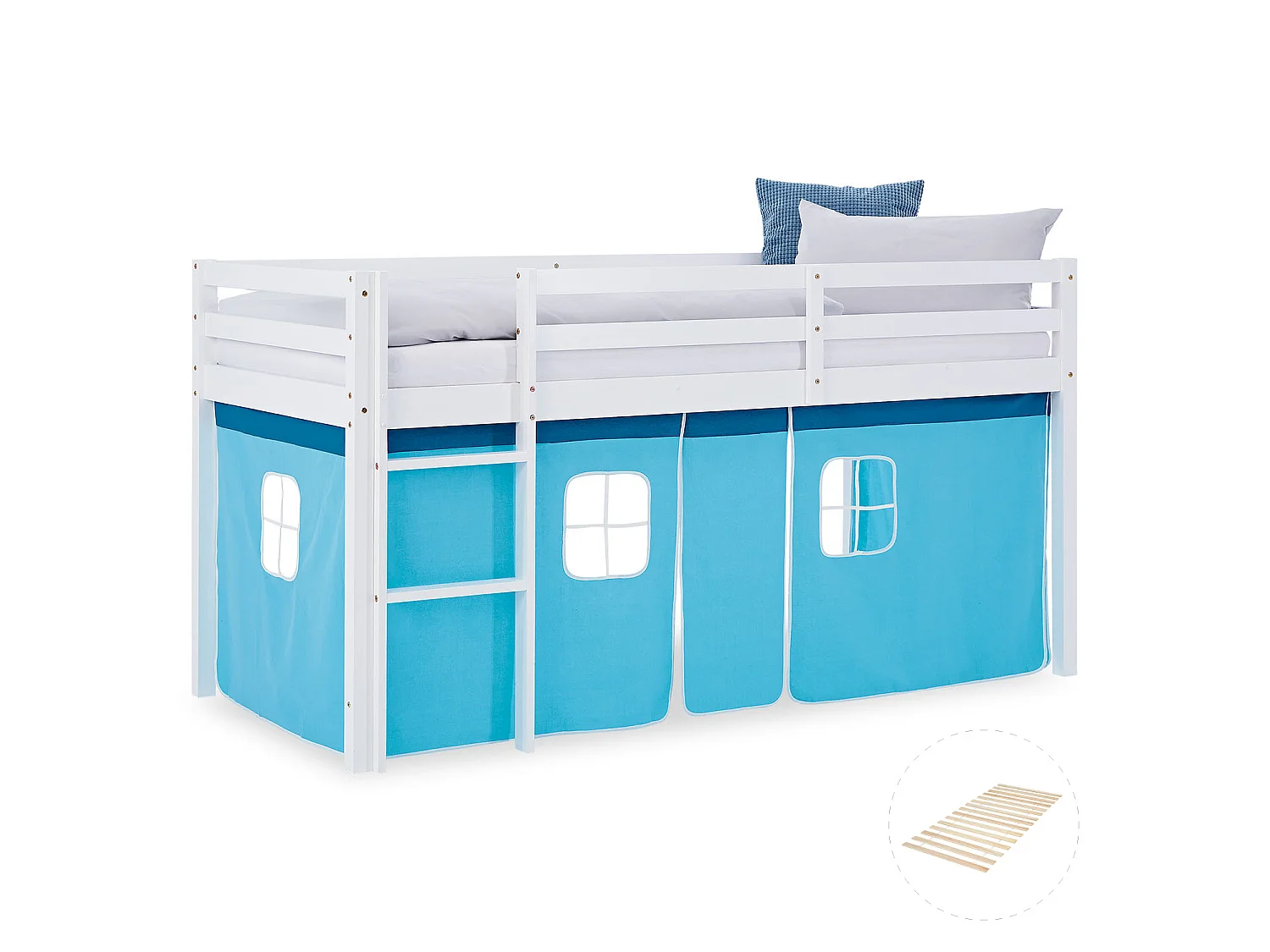Lit Mezzanine Cabine 90x200 cm Bleu