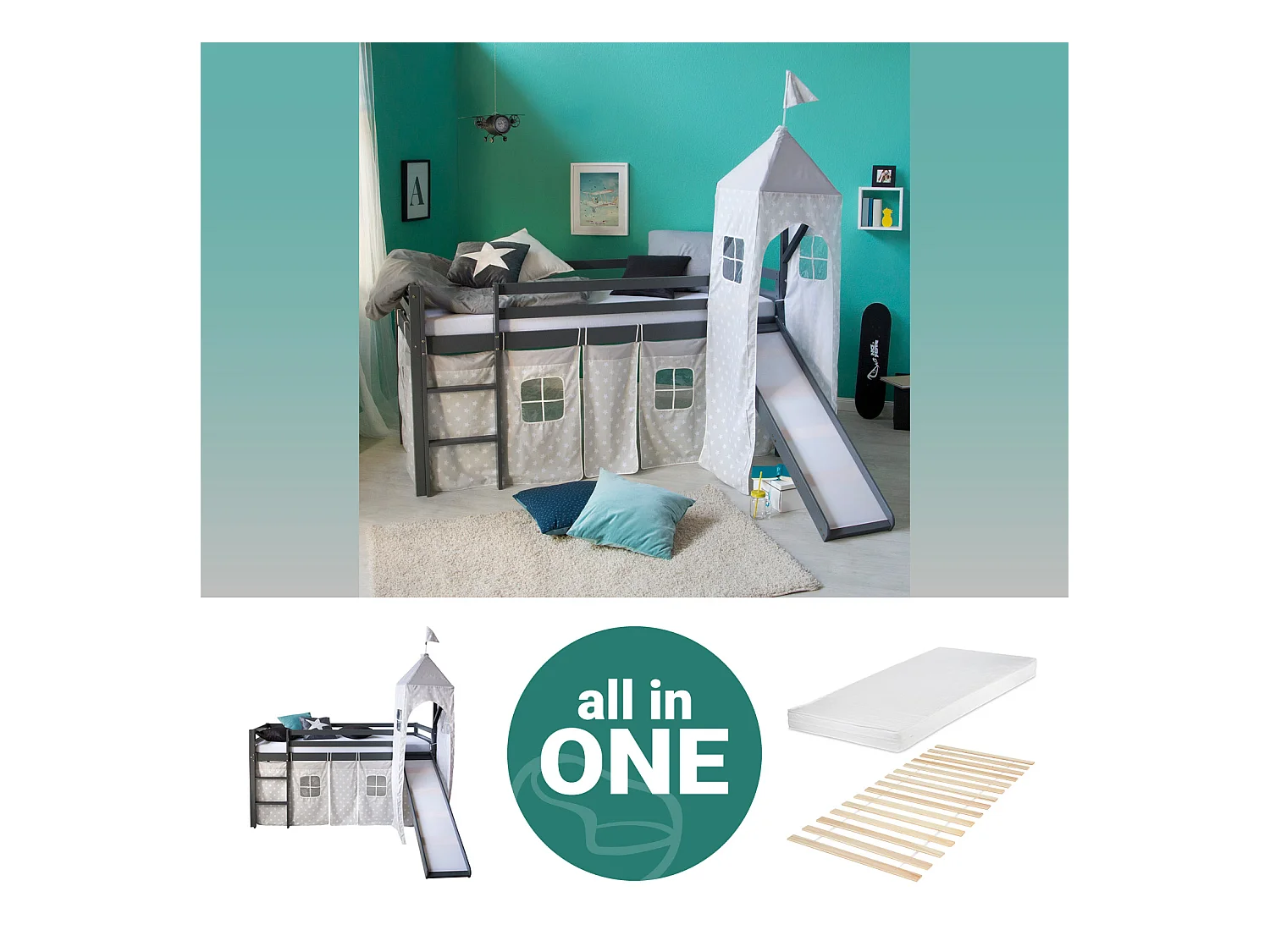 Hoogslaper 207,5x228x219,5 cm grijs Tower