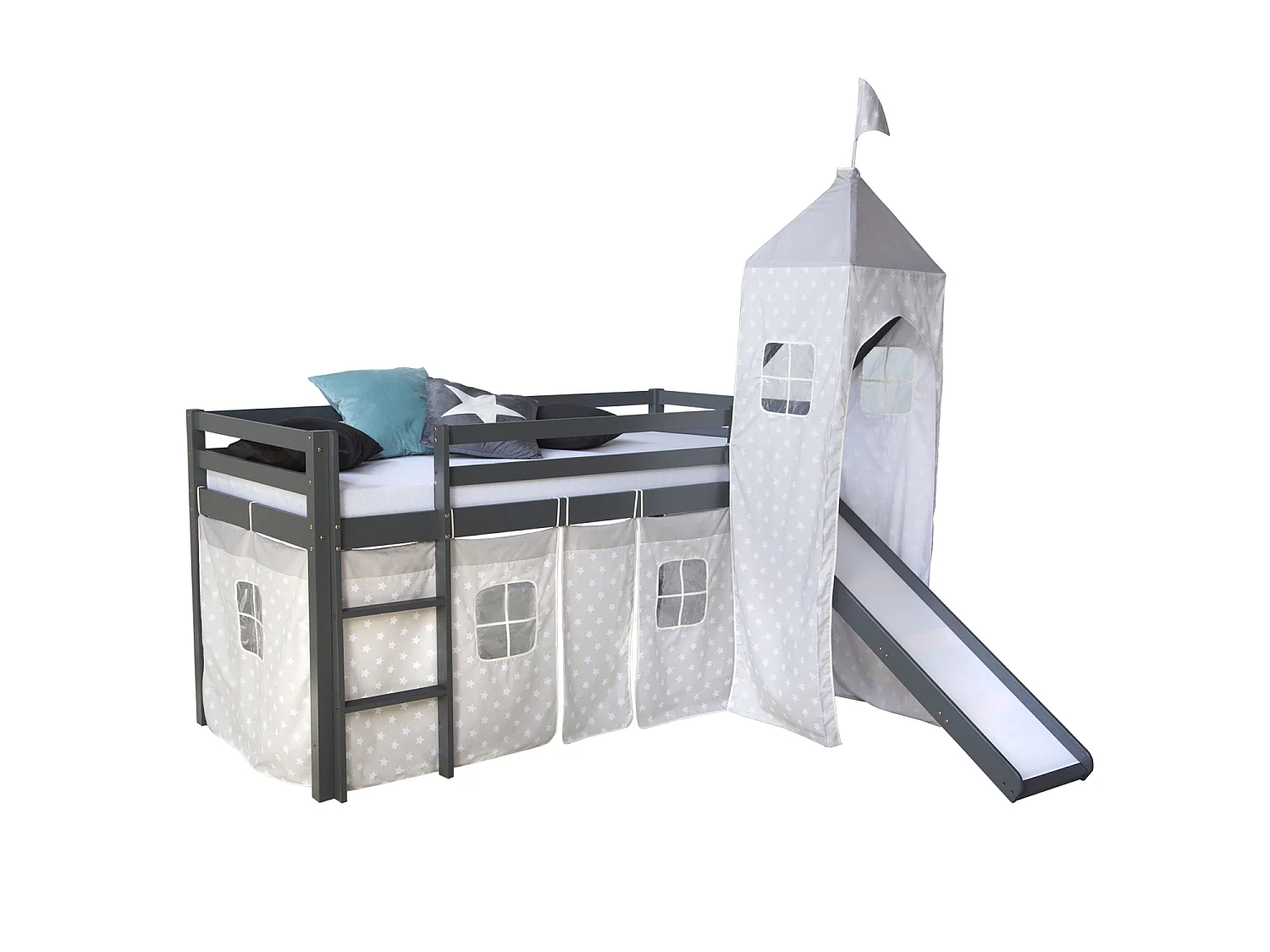 Letto a soppalco 207,5x228x219,5 cm grigio Tower