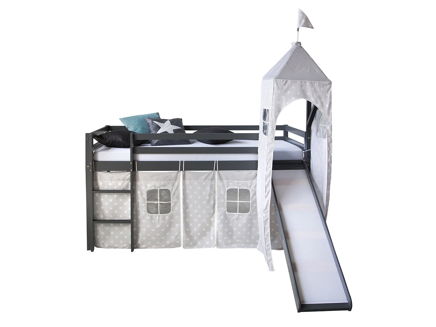 Letto a soppalco 207,5x228x219,5 cm grigio Tower