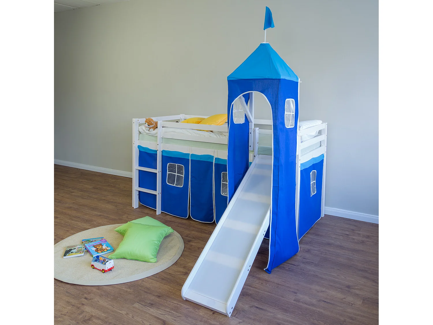 Hochbett 90x200 cm blau